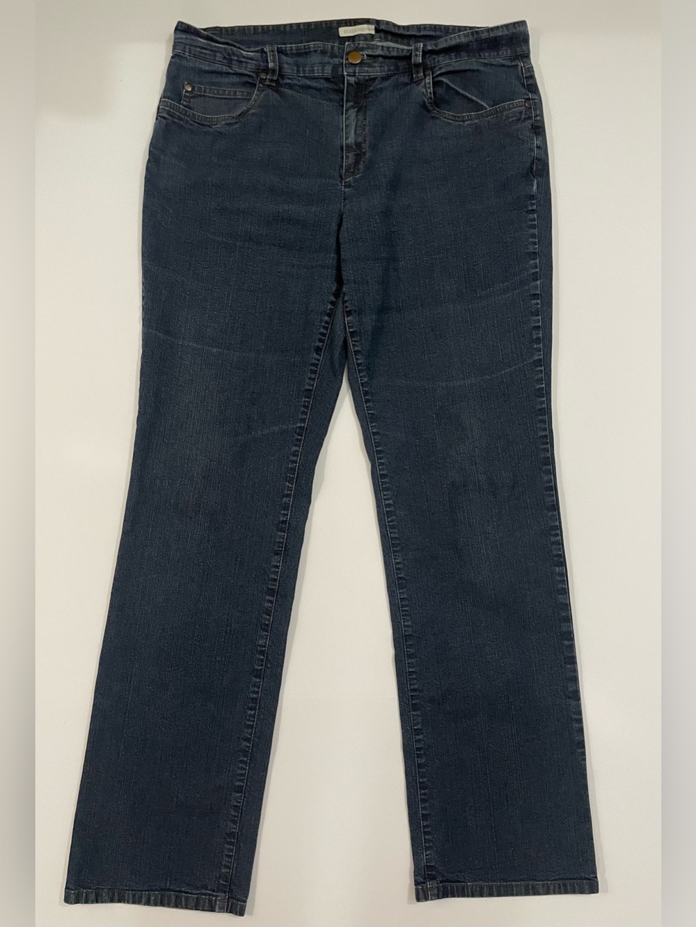 Eileen Fisher Dark Wash Straight Leg Denim Jeans Size 14 Style P2212M
